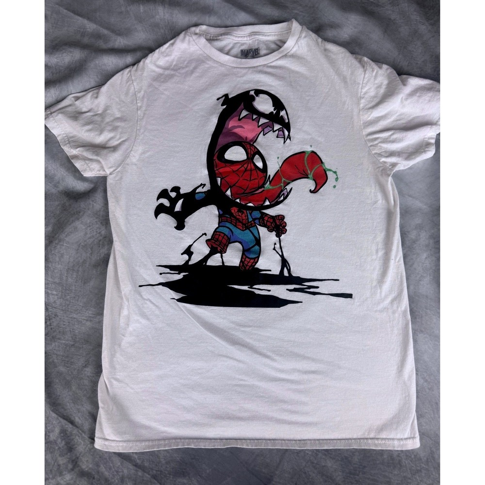 Marvel Spider-Man Venom Chibi Symbiote Graphic T-Shirt White Small SM